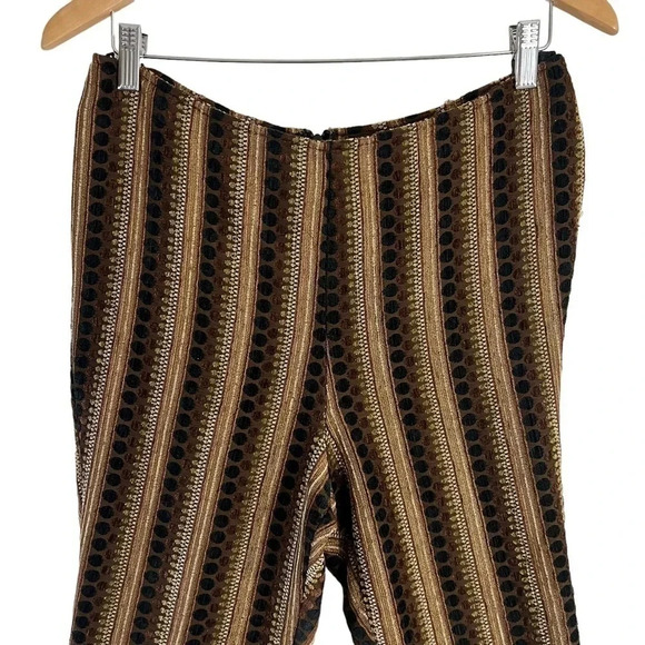 Muse Retro Pants Size 10 Striped Spotted All Over Pattern Textured Black Brown - Picture 3 of 9